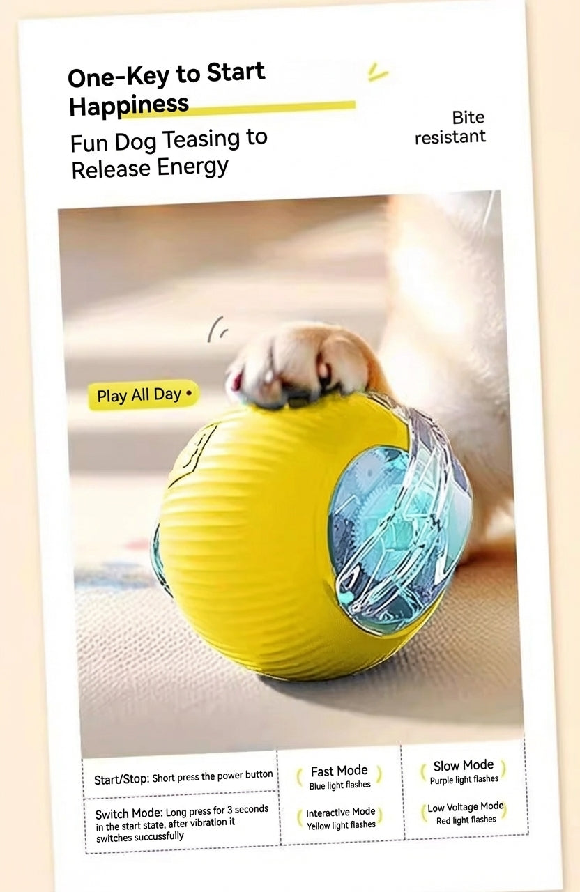 Smart Interactive Dog Toy Ball – Automatic Self-Play, Chew-Resistant, Anxiety Relief for Puppies