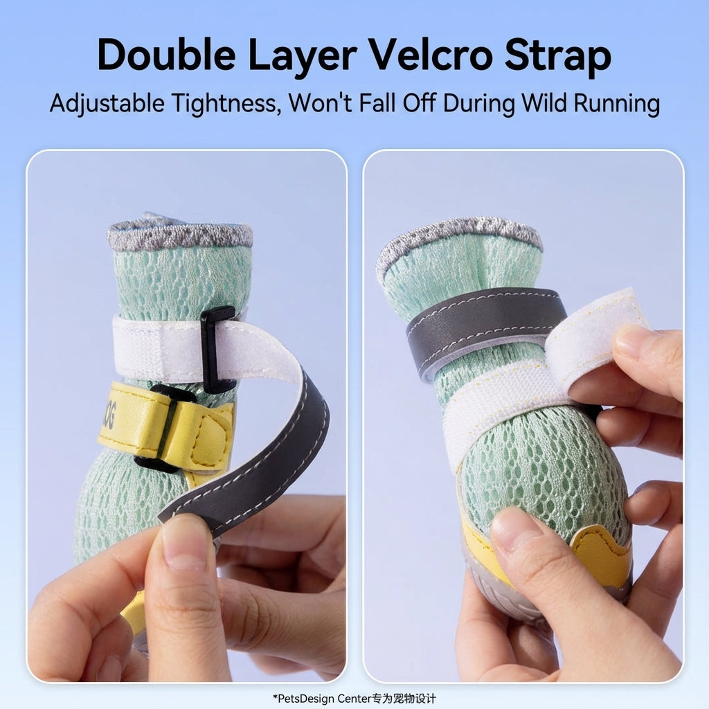 Breathable Anti-Slip Dog Shoes – Soft-Sole, Reflective, Stay-On Design for Small to Large Dogs (All-Season)