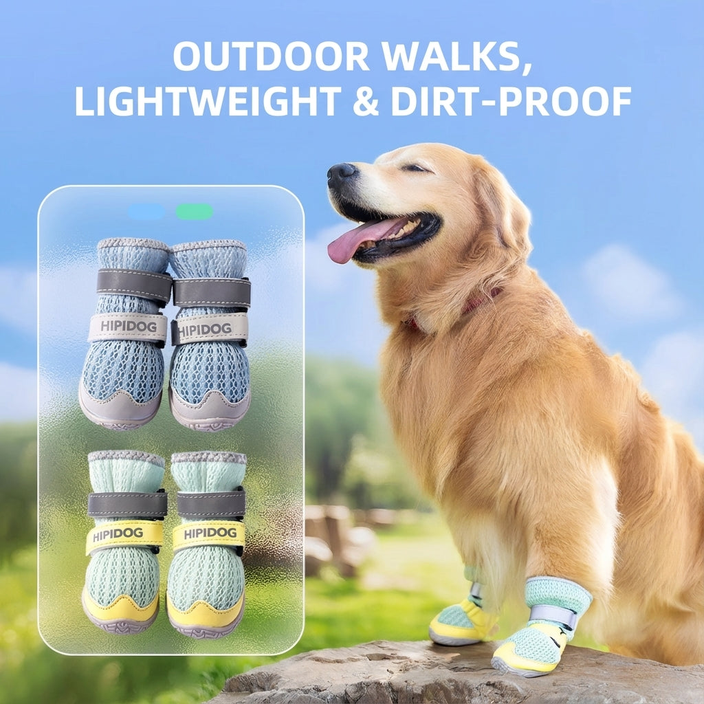 Breathable Anti-Slip Dog Shoes – Soft-Sole, Reflective, Stay-On Design for Small to Large Dogs (All-Season)