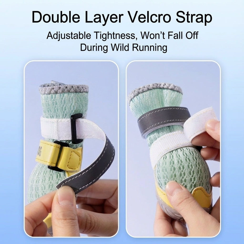 Breathable Anti-Slip Dog Shoes – Soft-Sole, Reflective, Stay-On Design for Small to Large Dogs (All-Season)