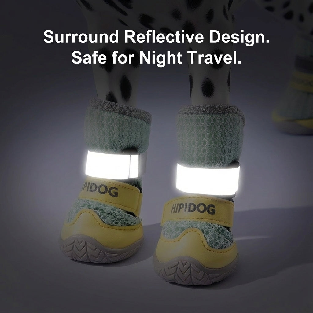 Breathable Anti-Slip Dog Shoes – Soft-Sole, Reflective, Stay-On Design for Small to Large Dogs (All-Season)
