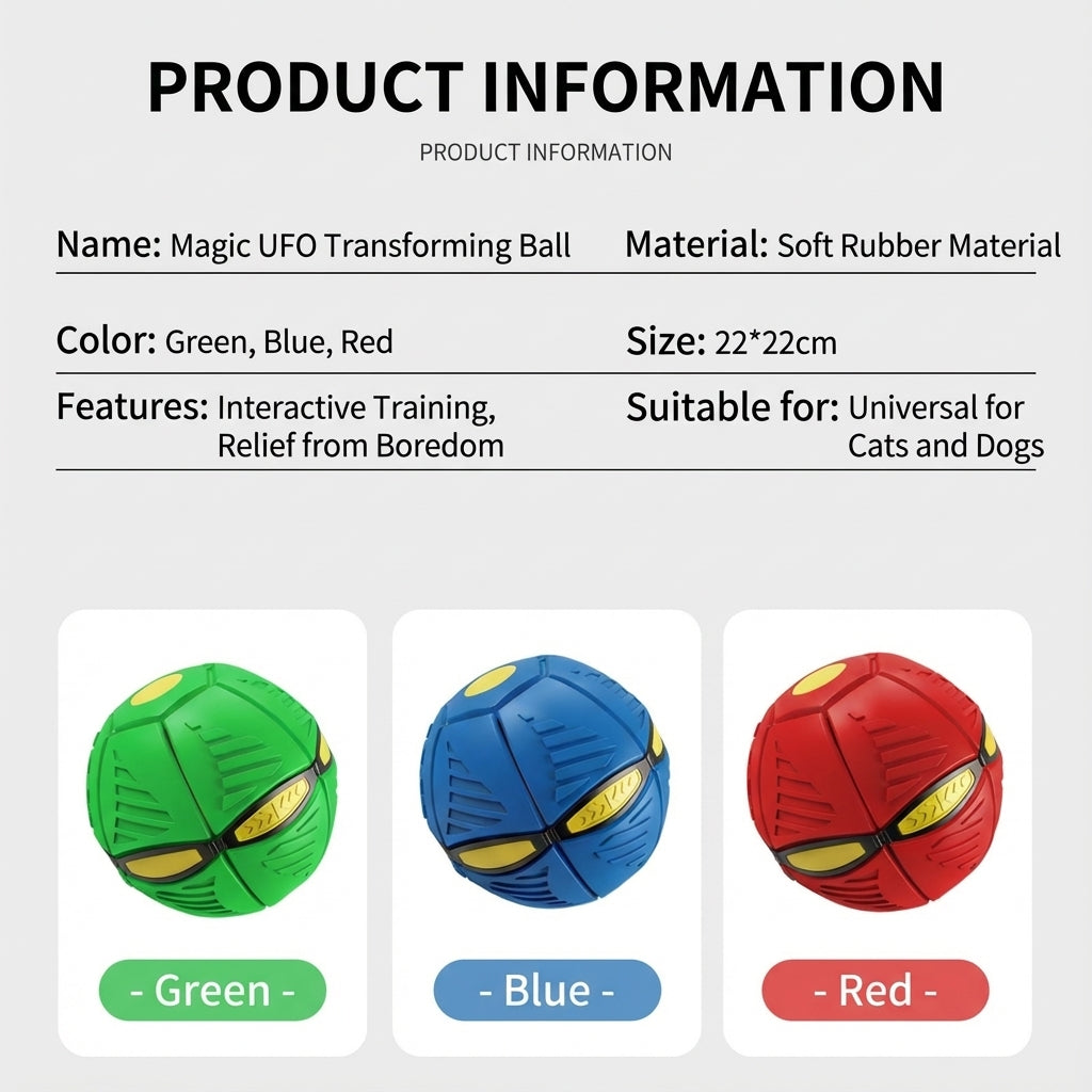 Magic UFO Transforming Pet Ball – Interactive Bouncing Light Toy for Dogs & Cats (Durable, Chew-Resistant, Self-Entertainment)