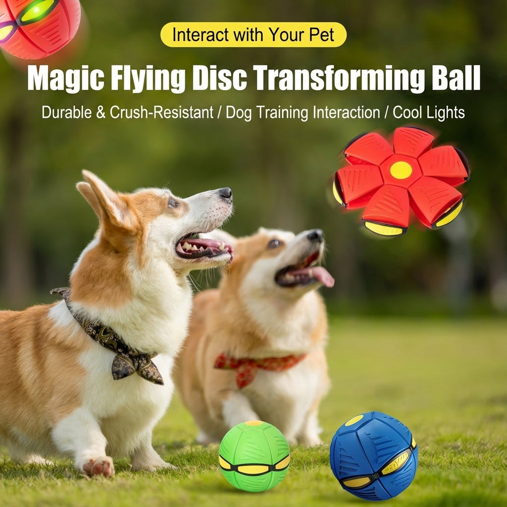 Magic UFO Transforming Pet Ball – Interactive Bouncing Light Toy for Dogs & Cats (Durable, Chew-Resistant, Self-Entertainment)