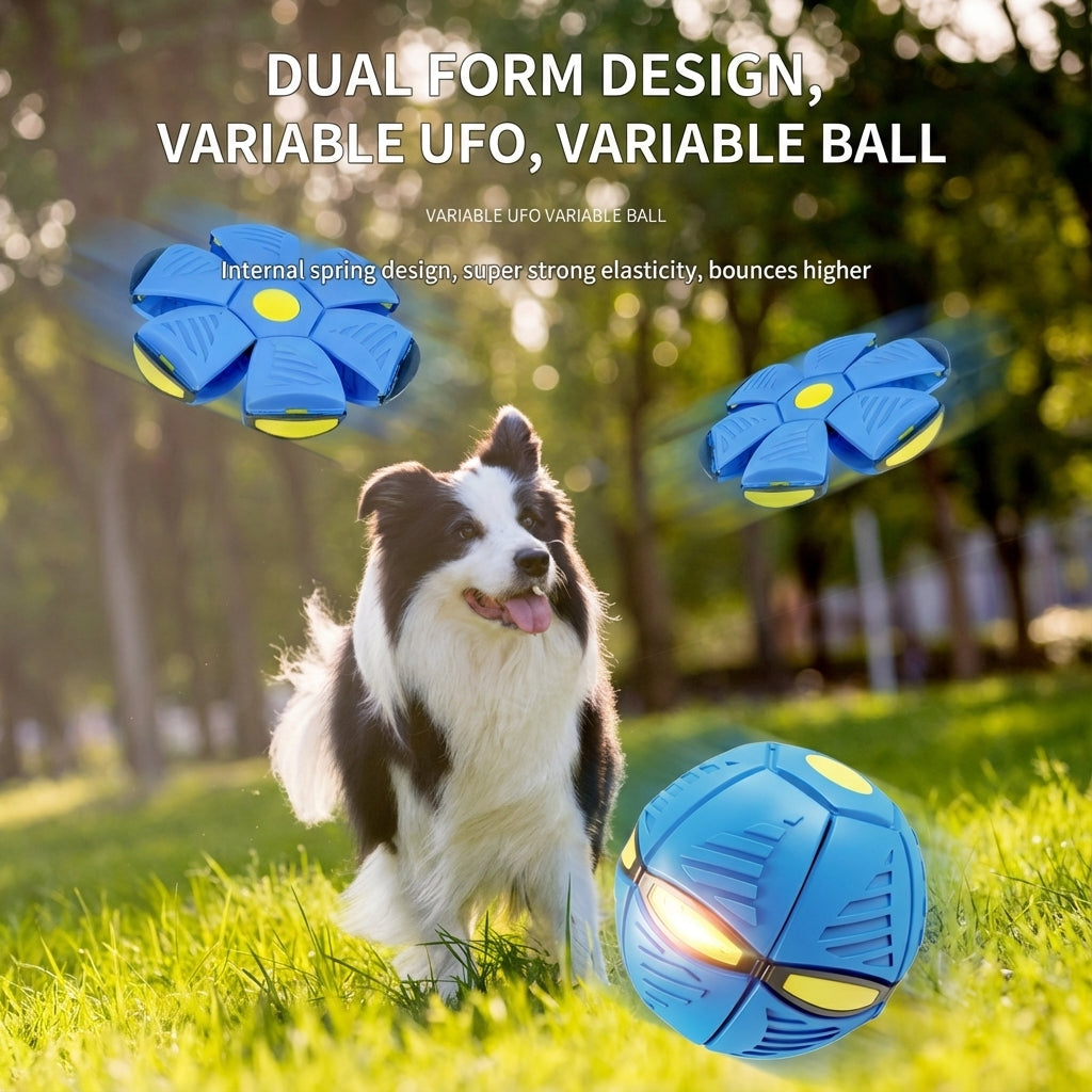 Magic UFO Transforming Pet Ball – Interactive Bouncing Light Toy for Dogs & Cats (Durable, Chew-Resistant, Self-Entertainment)