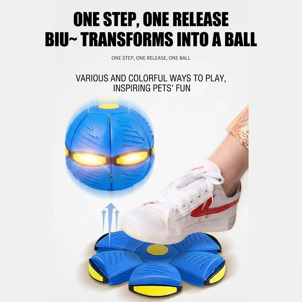 Magic UFO Transforming Pet Ball – Interactive Bouncing Light Toy for Dogs & Cats (Durable, Chew-Resistant, Self-Entertainment)